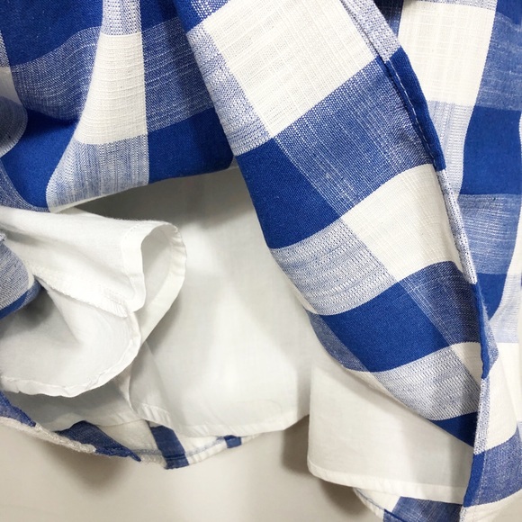 Altar’d State Gingham Linen Blend Dress Blue L - Picture 3 of 7